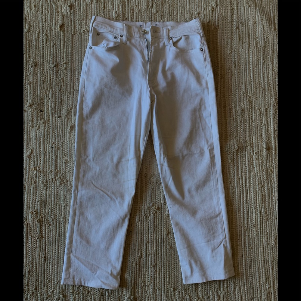 High waisted straight leg jeans,